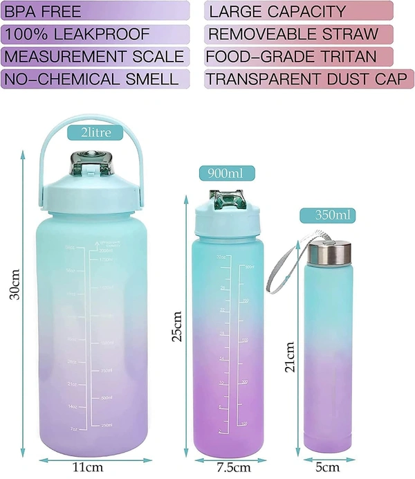 Motivational Bottle 3pc Set (2000ml + 900ml + 350ml)