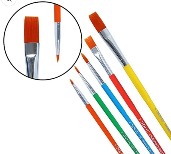 Doms Colourmate Synthetic Hair Brushes Set Round & Flat ( Pack of 5 )