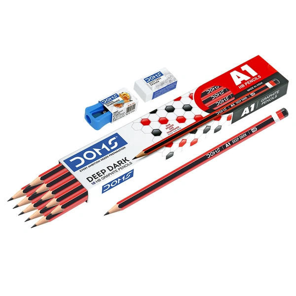 DOMS A1 Pencil 100 Pcs Pack (FREE- 5pc Of Perma Marker 20 MRP)