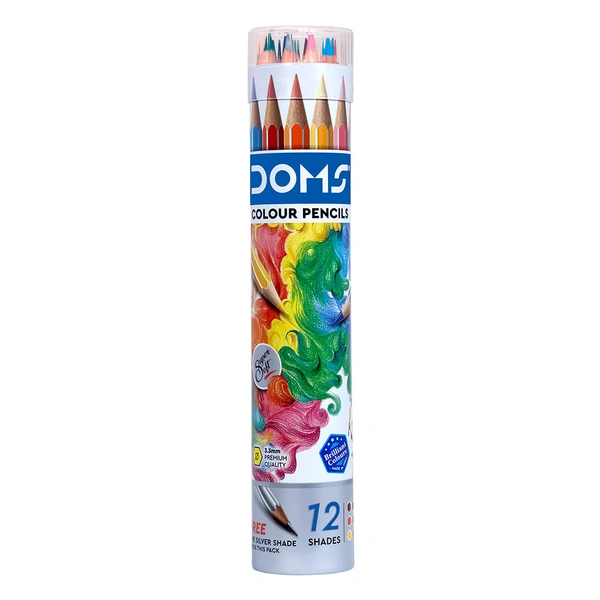 DOMS FSC 12 PENCIL COLOUR ROUND TIN BOX MRP-110