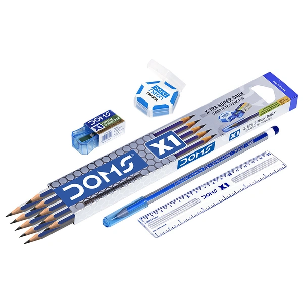DOMS X1 Pencil 100 Pcs Pack (FREE- 10pc Doms Scale 15cm 5 MRP