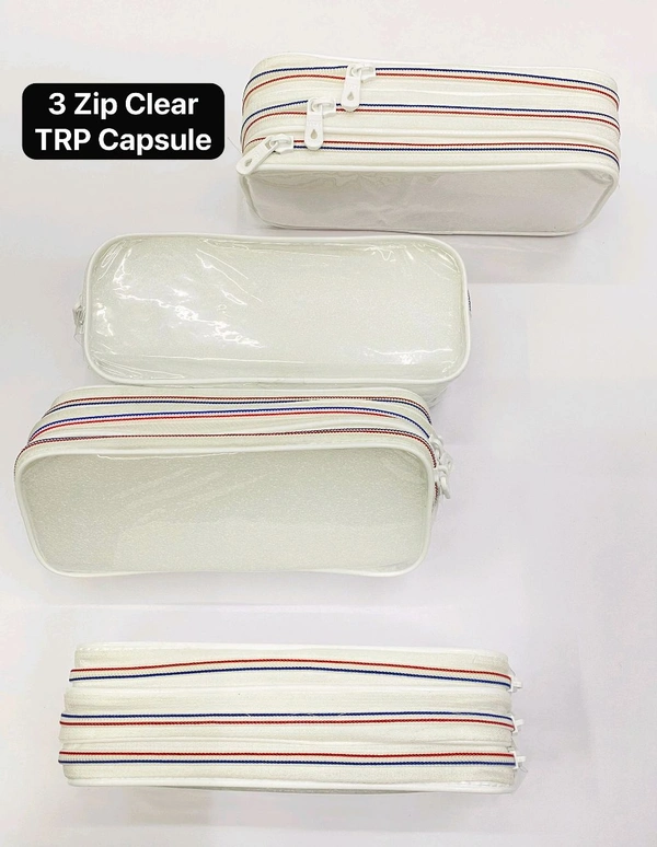 Pouch Clear 3 Zip Capsule