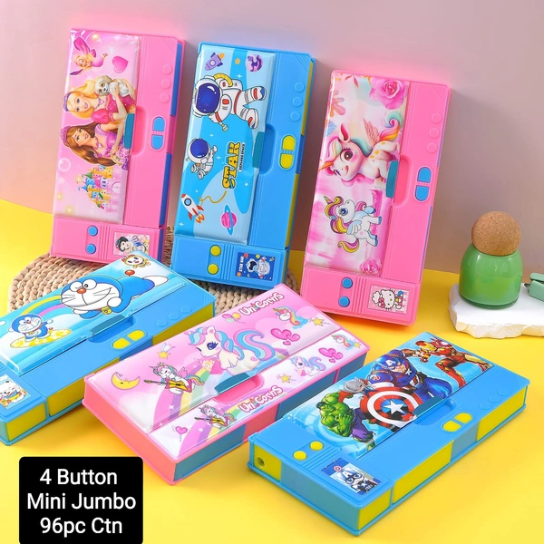 JC-2070 Magnet Pencil Box Mini Jumbo 4 Button