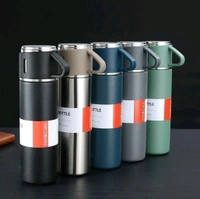 Vaccum Flask With 3pc Cup Set (Mix Color)