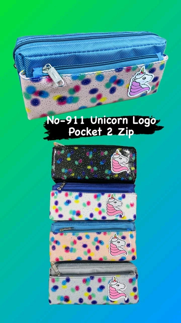 911 Unicorn Logo Pocket 2 Zip Pouch