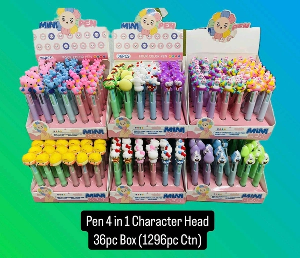 Pen 4 In 1 Character Head (36pc Box)
