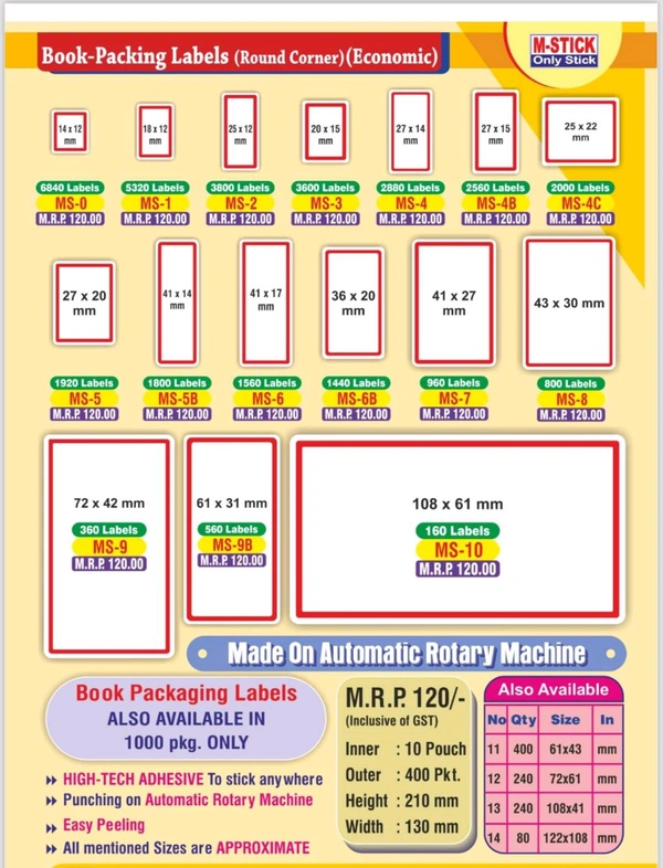 Price Label Sticker M-Stick (10pc Pack) - No-9