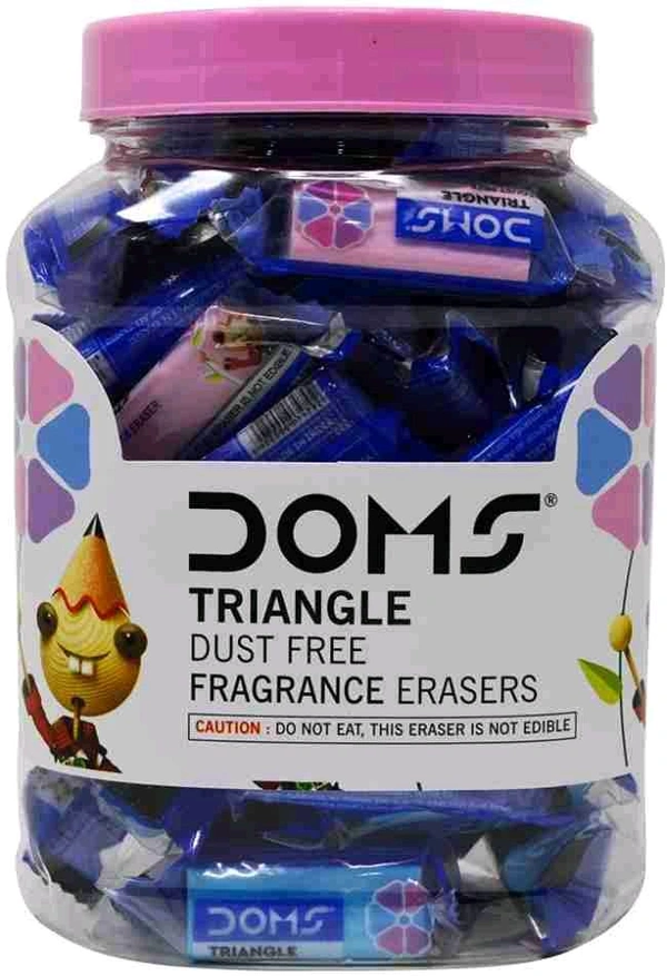 Doms Triangle Eraser Jar 3 MRP (50pc Pack)