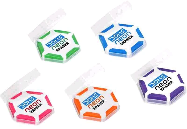 Doms Neon Hexa Dabbi Eraser (60pc Box)