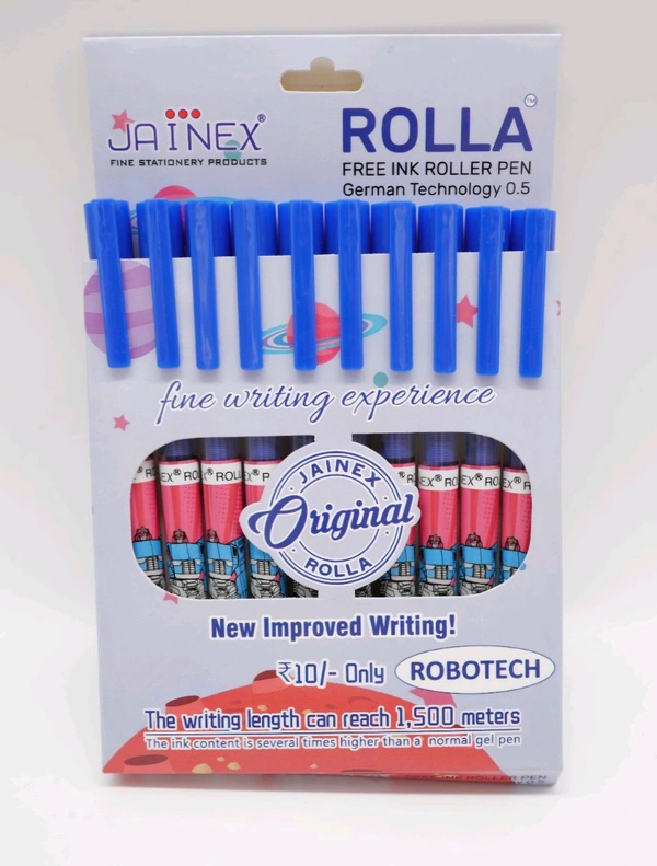 Jainex Rolla Roller Pen Robotech (10pc Card) - Blue