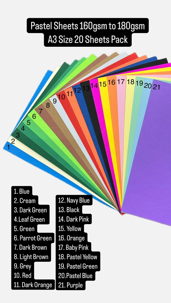 Pastel Sheets A3 Color Card 160gsm (20Sheets) - 13 Black