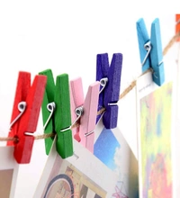 Wooden Clips Color With Thread (20pc)