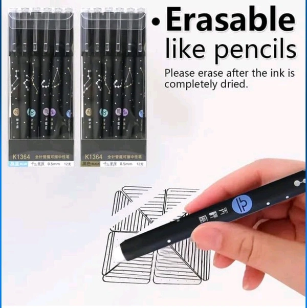 Erasable Gel Pen 0.5mm K1364 (12pc Pack) - Blue