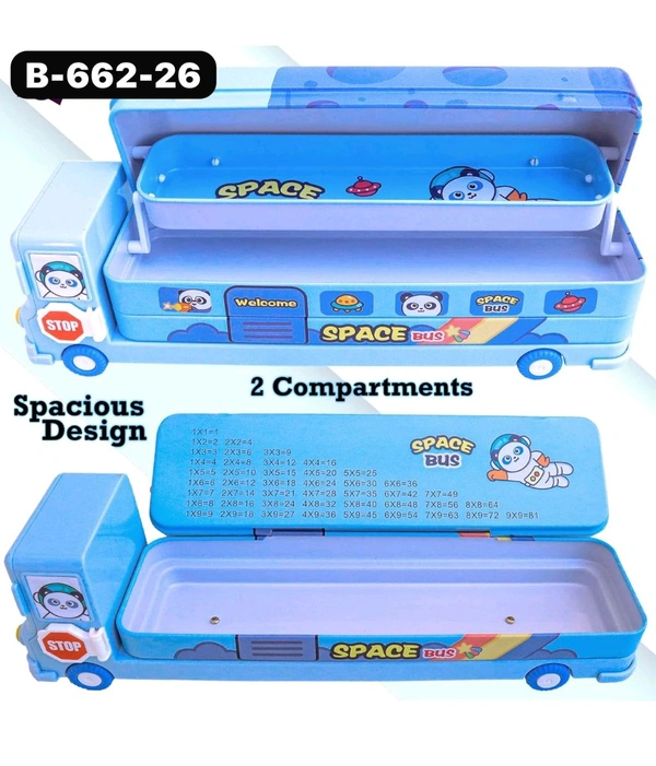 B-662-26 Metal Bus Pencil Box (Blister Pack)