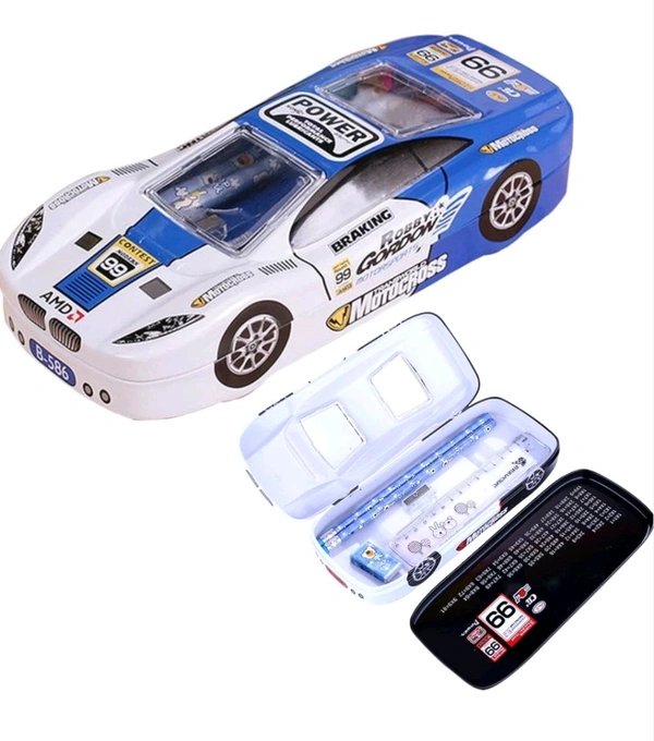 B-586-15 Metal Car Pencil Box W/Stationery Set