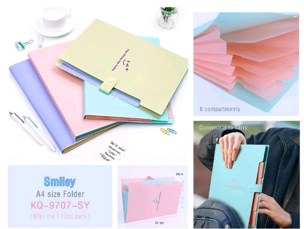 File Expanding 6 Pocket A4 (Smiley)