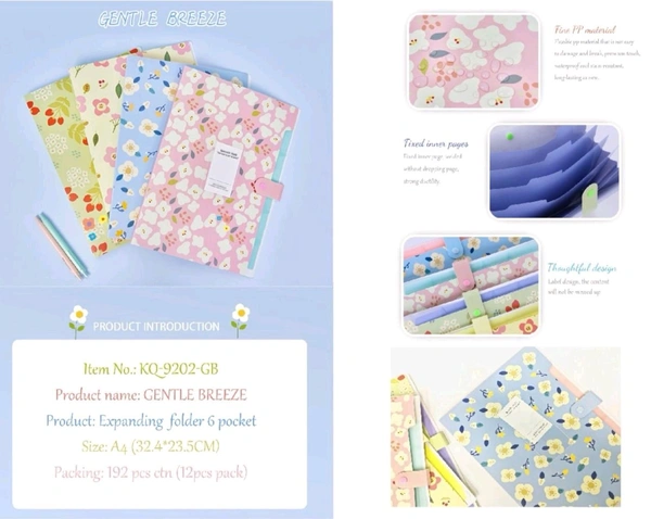 File Expanding 6 Pocket A4 (Flower)