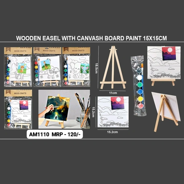 Wooden Canvas 15x15cm W/Stand