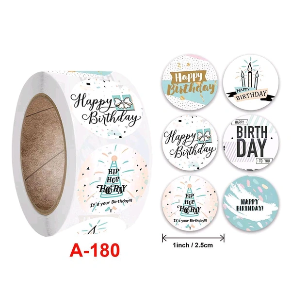 Happy Birthday Sticker Roll (500pc) Mix