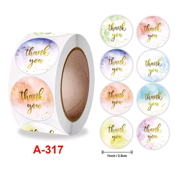 Thank You Sticker Roll (500pc) Mix
