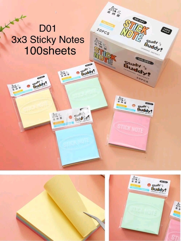 D01- 3x3 Color Sticky Notes 100 Sheets
