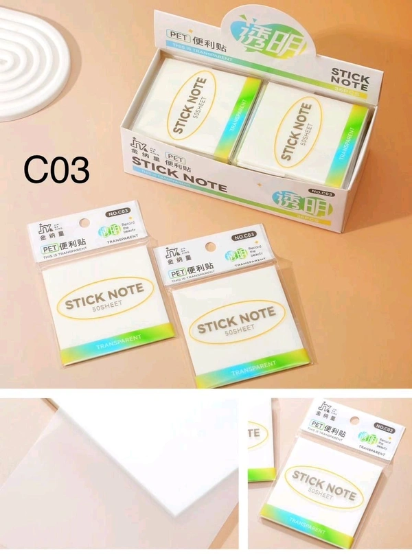 C03 PET Sticky Notes TRP White