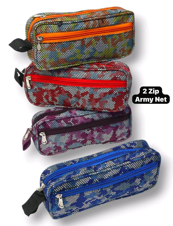 2 Zip Army Net Design Capsule Pouch