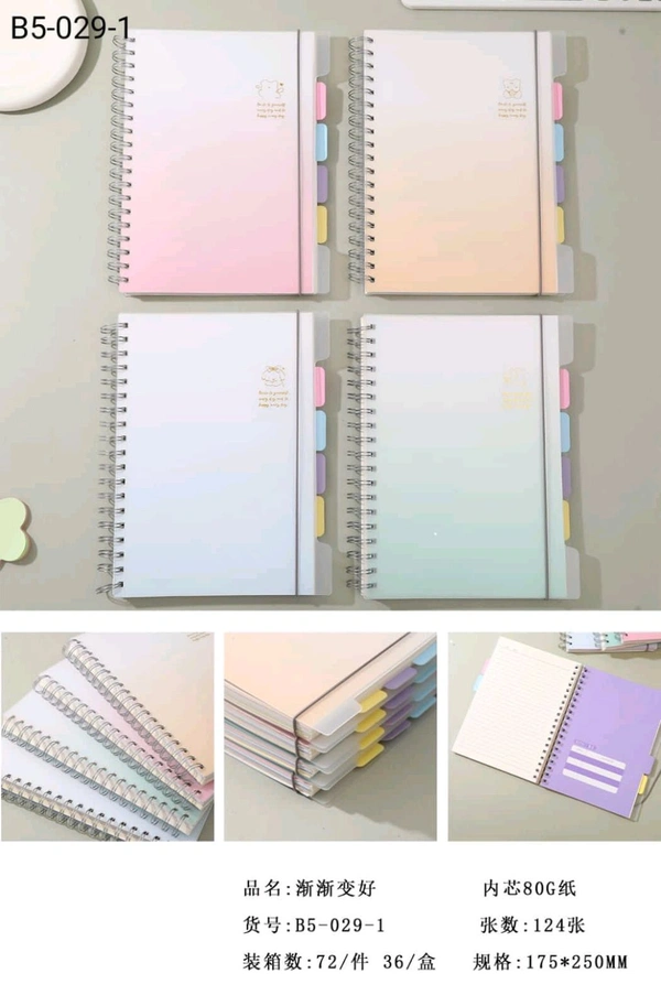 B5-029-1 Spiral B5 248pg Subject Book