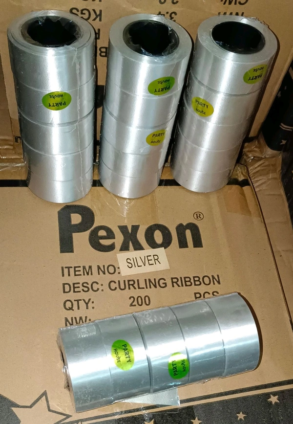 Sartin Curling Ribbon 1inch (5pc) Silver