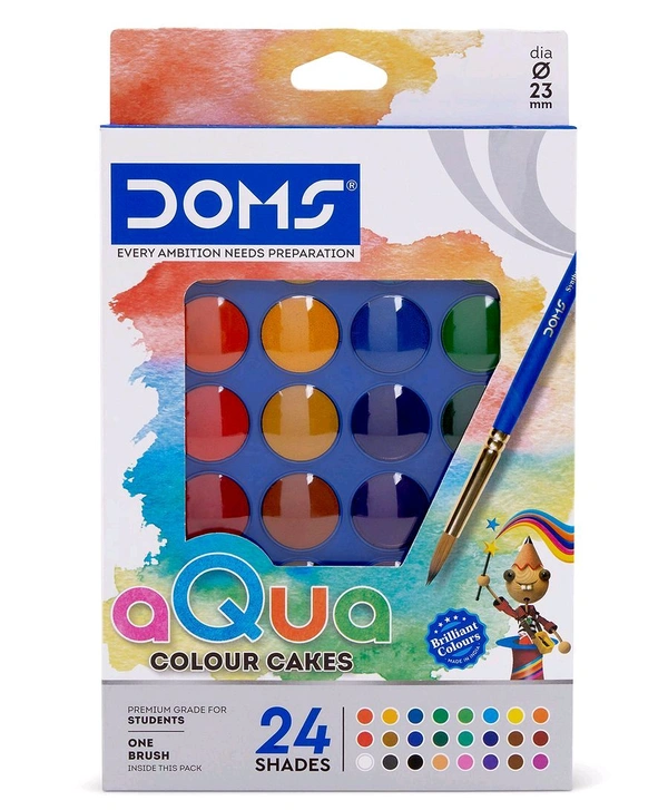 Doms Aqua Water Colour Cakes 24 Shades 120mrp