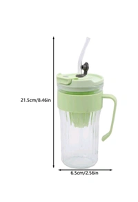 Glass Cup With Handle & Straw 580ml