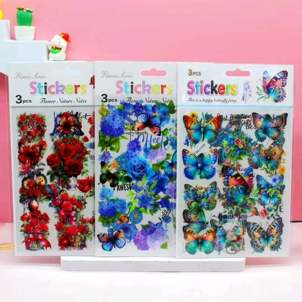 WX-SX Transparent Pet Stickers 3 Sheets (Mix Design)