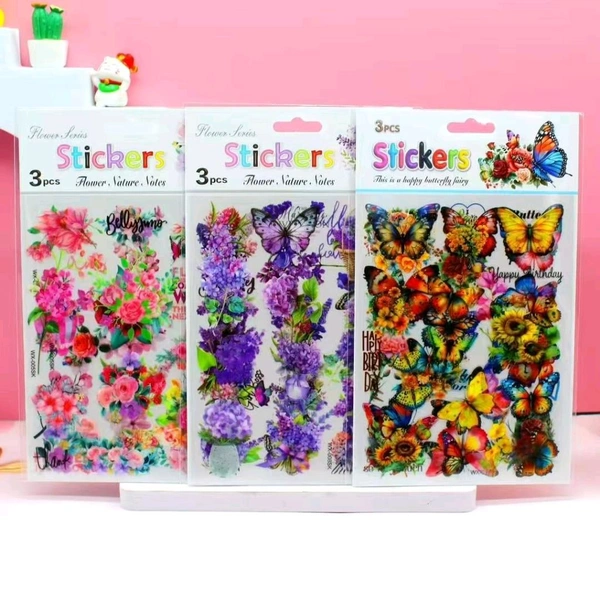 WX-SX Transparent Pet Stickers 3 Sheets (Mix Design)