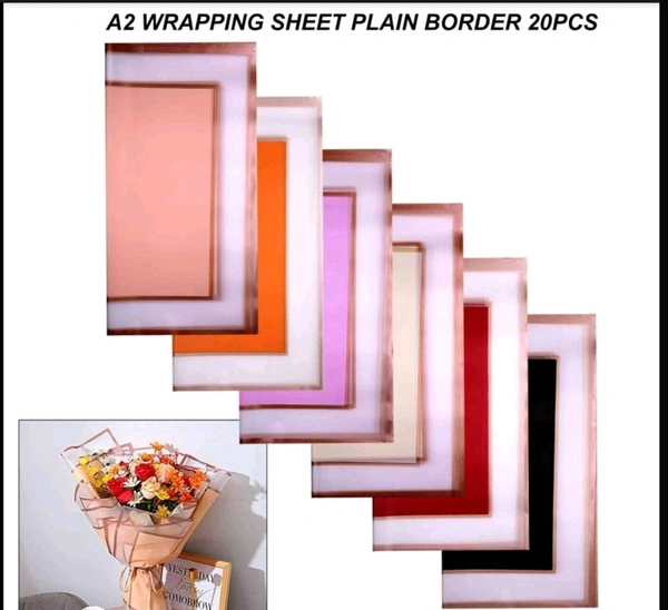 Bouquet Wrapping Sheet 58x58cm (20sheets Pack) TRP Gold Border