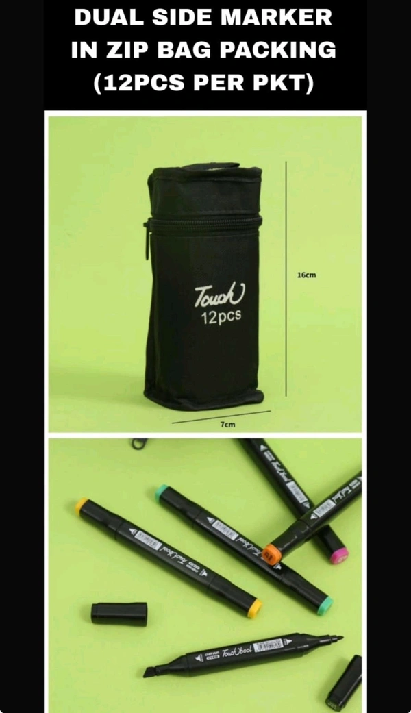 Dual Side Marker 12 Color Pouch 
