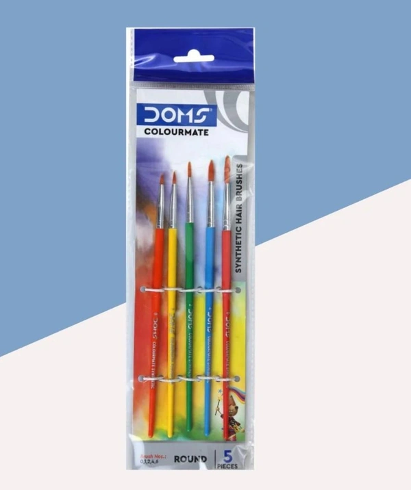 Doms Colourmate Synthetic Hair Round Brushes Set : Creative Essentials ( Pack of 5 )