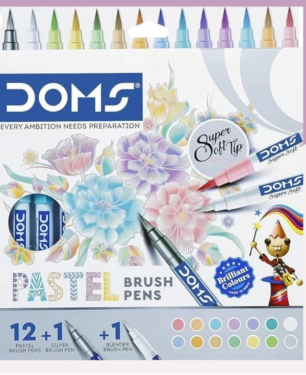 Doms Pastel Super Soft Tip Brush Pen Set ( Pack of 14 )