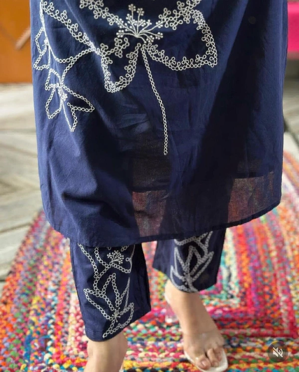 KDJ 5955 Dori embroidery work Cotton Suit Set - XXL-44