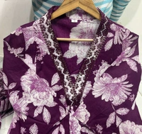 SF5 5641 Pure fine Cotton fabric Havy Embroidery Work Kurti with Pant with cotton  Dupatta
 - Purple, 3XL-46