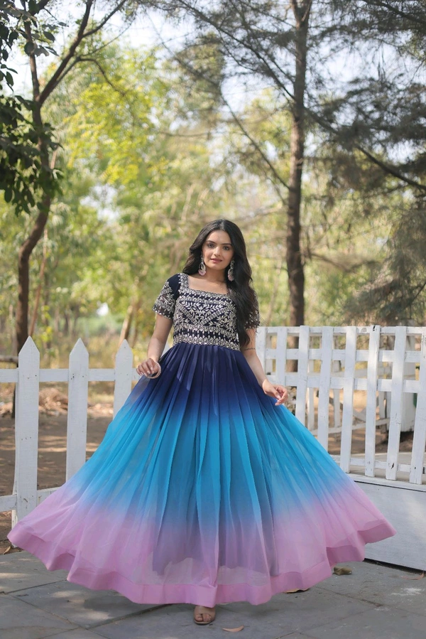 DSS 5642 DESIGNER READYMADE GOWN 
 Faux Blooming with Embroidery Zari Sequins-work  - M-38
