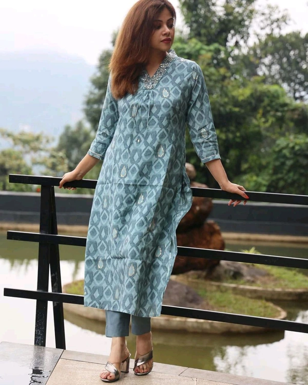 LCJ 5646 NEW Presenting Beautiful Heavy quality cotton Fabric designer festive wear kurti  and pant - Blue, M-38