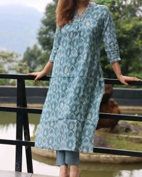 LCJ 5646 NEW Presenting Beautiful Heavy quality cotton Fabric designer festive wear kurti  and pant - Blue, M-38
