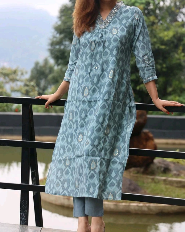 LCJ 5646 NEW Presenting Beautiful Heavy quality cotton Fabric designer festive wear kurti  and pant - Blue, M-38