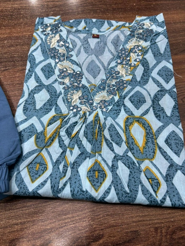 LCJ 5646 NEW Presenting Beautiful Heavy quality cotton Fabric designer festive wear kurti  and pant - Blue, M-38