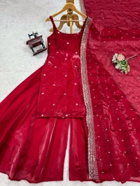 DSS 5854 KD
 New Satin  JIMI CHOO Kurta Plazo Set
Work  thread with Sequnce 


 - M-38