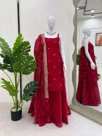 DSS 5854 KD
 New Satin  JIMI CHOO Kurta Plazo Set
Work  thread with Sequnce 


 - 3XL-46