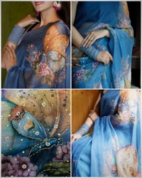 JBR 5654 New handwork printed  premium quality  saree  handwork
