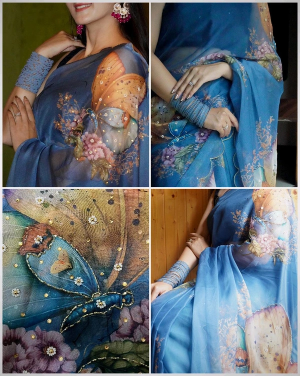 JBR 5654 New handwork printed  premium quality  saree  handwork
