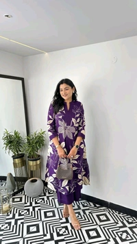 LCJ 5656  New Stylish  rayon  kottan kurti pant set 
 - Purple, L-40