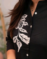 JKW 5658 
*New arrival pure Premium Rayon Cotton Kurti With Pant - Black, 2XL-44